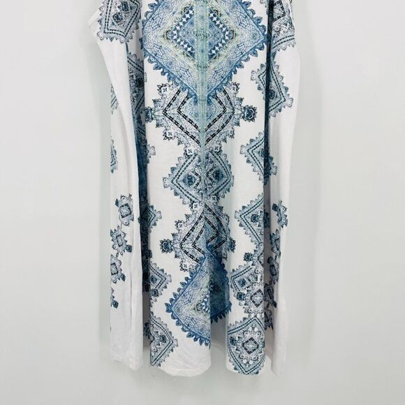 Altar'd State Size Medium Blue & White Boho Jersey Knit Mock Neck Dress - Picture 8 of 9